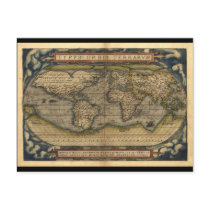 Vintage World Map Atlas Historical Design Postcard