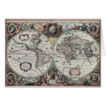 Vintage World Map Card