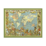 Vintage World Map Change of Address Postcards