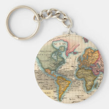 Vintage World Map Key Chain
