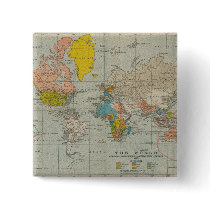 Vintage World Map Pinback Button