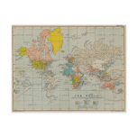 Vintage World Map Postcard