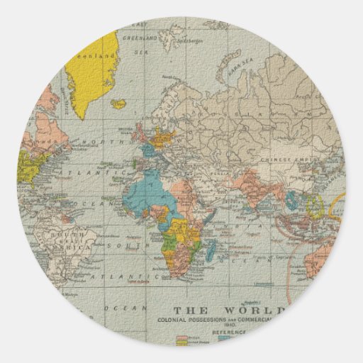 Vintage World Map Round Sticker