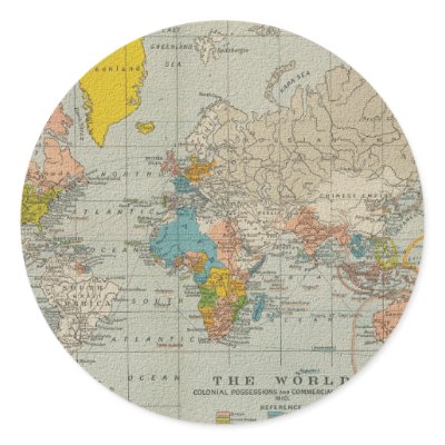 Vintage World Map Round Sticker
