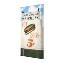 Vintage Worlds Largest Drive In Billboard, Hotdogs Gallery Wrapped Canvas