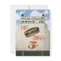 Vintage Worlds Largest Drive In Billboard, Hotdogs Personalized Invitations
