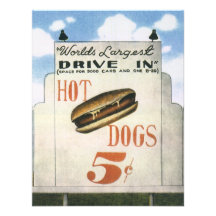 Vintage Worlds Largest Drive In Billboard, Hotdogs Personalized Invitations