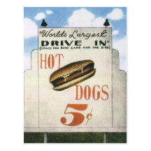 Vintage Worlds Largest Drive In Billboard, Hotdogs Postcards