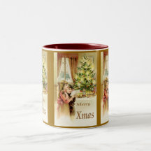 Vintage Xmas 1902 Coffee Mugs