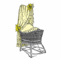 Vintage Yellow Baby Bassinet Photo Sculpture