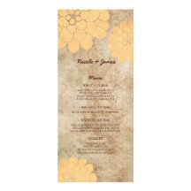 Vintage Yellow Dahlia Floral Wedding Menu Personalized Invite