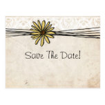 Vintage Yellow Daisy Save The Date Post Card