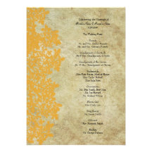 Vintage Yellow Queen Ann's Lace Wedding Program Invitation