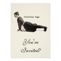 Vintage Yoga Woman Doing Upward Facing Dog Pose Invite