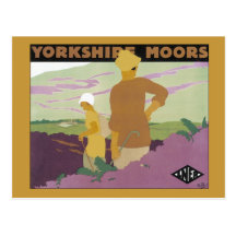 Vintage Yorkshire Moors, Railway 1920s travel ad Post Cards