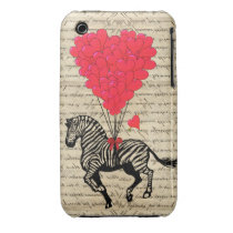 Vintage zebra and heart balloons case-mate iphone 3 cases