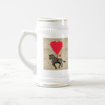 Vintage zebra and heart balloons mugs