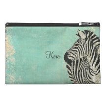 Vintage Zebra Blue Travel Accessory Bag
