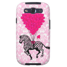 Vintage zebra & pink  heart balloons