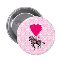 Vintage zebra & pink  heart balloons