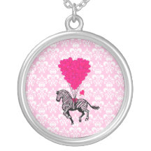 Vintage zebra & pink  heart balloons custom jewelry