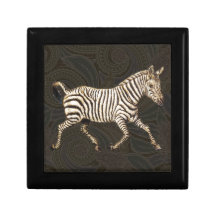 Vintage zebra running with paisley design keepsake box