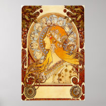 Vintage Zodiac Girl Poster Print