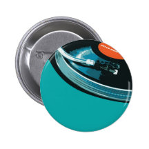 Vinyl Music Turntable Pinback Buttons