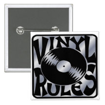 Vinyl Rules Pinback Buttons