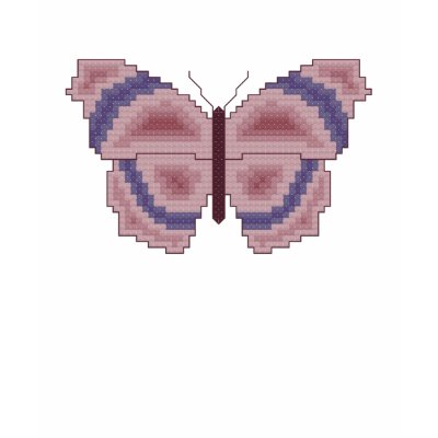 Violet and Mauve Butterfly Cross Stitch T Shirts by ingasi