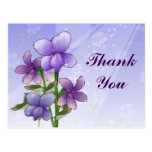 Violet flowers art print thank you postcard