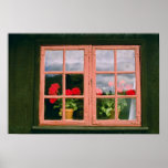 Violet Geraniums In The Window Of A Traditional Ho Print