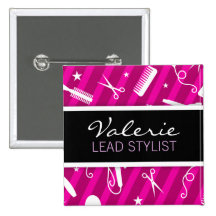 Violet Hair Salon Name Badge Pinback Button