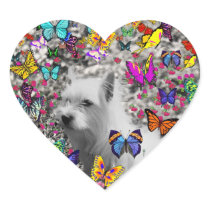 Violet in Butterflies – White Westie Heart Stickers