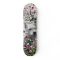 Violet in Flowers – White Westie in Blossoms skateboards