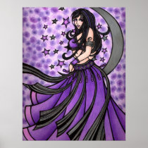 Violet Moon Goddess Belly Dancer Art Posters