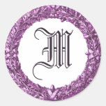 Violet Wreath Monogrammed Stickers