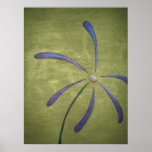 Violetblue Daisy on Green Poster