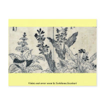 Violets and arrow arum by Tachibana,Yasukuni Postcard