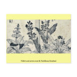 Violets and arrow arum by Tachibana,Yasukuni postcards