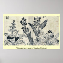 Violets and arrow arum by Tachibana,Yasukuni Poster