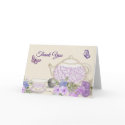 violets tea cup teapot butterflies thank you no... cards