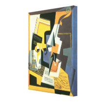 Violin and Glass by Juan Gris, Vintage Cubism Stretched Canvas Print