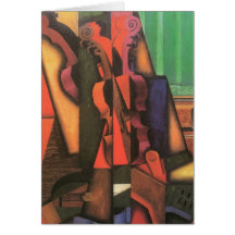 Violin and Guitar by Juan Gris, Vintage Cubism Greeting Cards