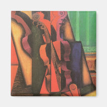 Violin and Guitar by Juan Gris, Vintage Cubism Fridge Magnets