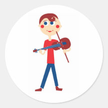 Violin boy round sticker