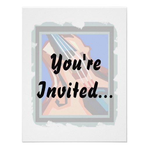 Violin close up graphic blue background abstract invitations