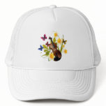 VIOLIN, FLOWERS AND BUTTERFLIES hats