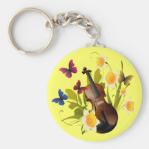 VIOLIN, FLOWERS AND BUTTERFLIES KEY CHAINS