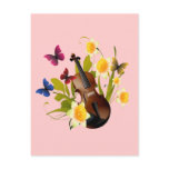 VIOLIN, FLOWERS AND BUTTERFLIES postcards